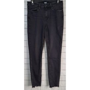 Paige Jeans Women's Size 26 Hoxton Ankle Denim Gray Jean Pants Raw Hem Stretch